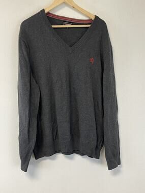 Express Sweater Mens Extra Large Light Knit Long Sleeve Dark Gray V Neck N293